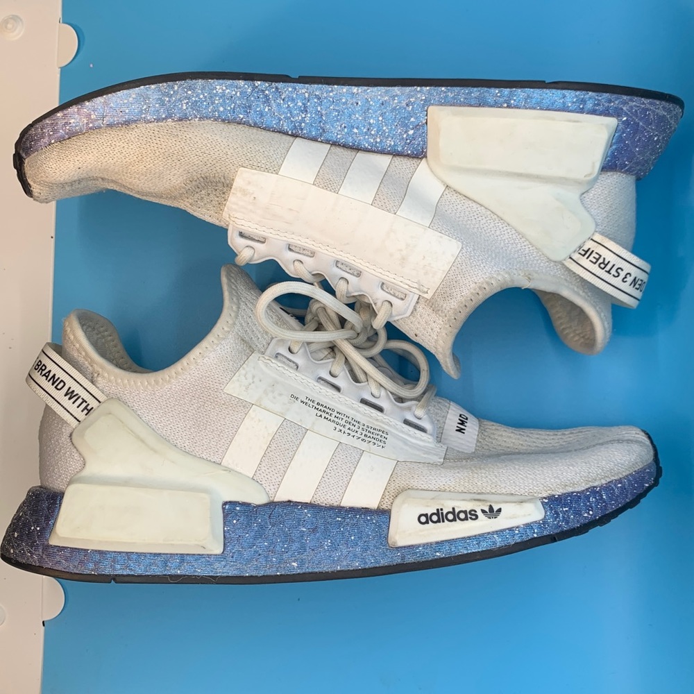 Adidas NMD R1 V2 White Speckled Blue